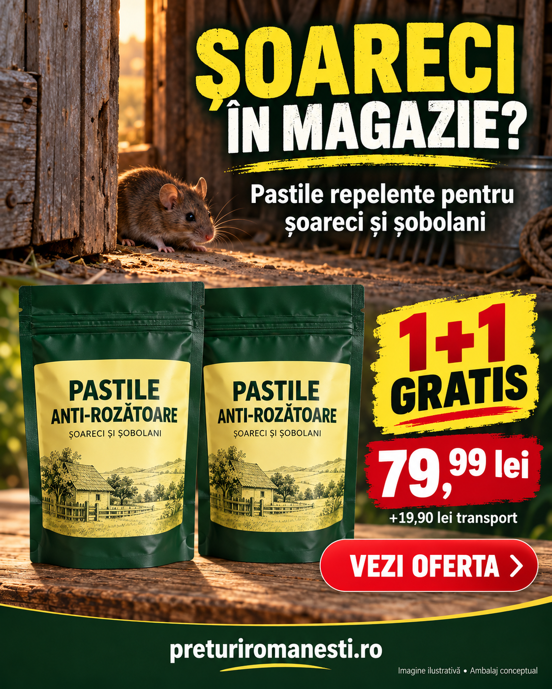 Ilustrație de prezentare: două pungi de pastile repelente într-o gospodărie. Ambalaj conceptual.